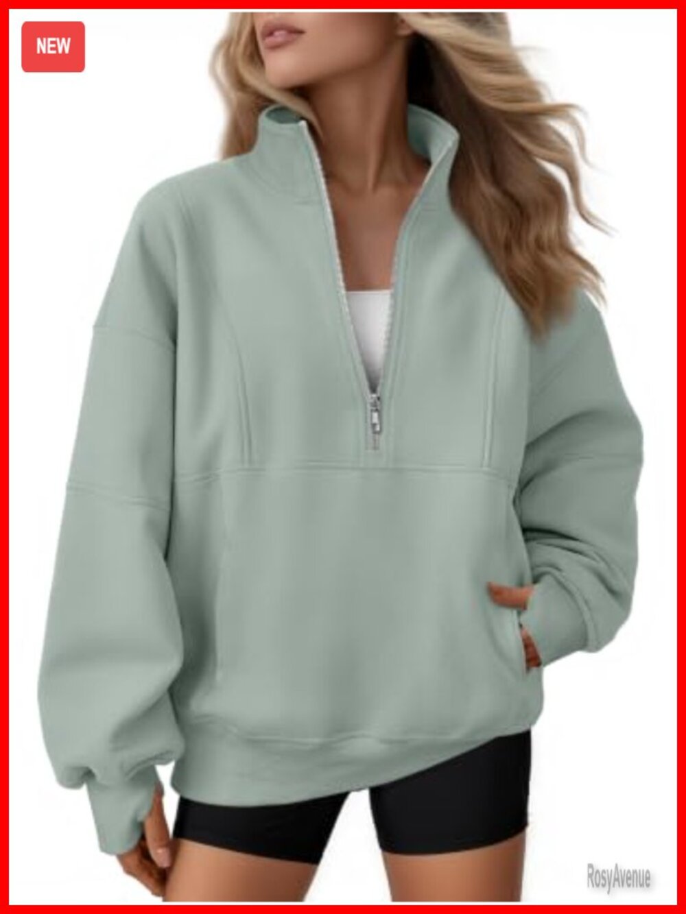Oversized Quarter Zip Fleece Sweatshirt Mock Neck Pullover